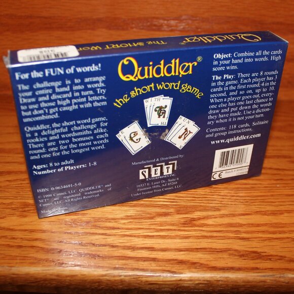 3/$55❤️new QUIDDLER The Short Word Game 1998 Cannei Set Enterprises card game - Picture 2 of 4